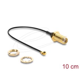   Delock Antenna kábel SMA anya válaszfali csatlakozóval apa I-PEX Inc., MHF  I -dugó 1.13 10 cm menethossz 10 mm