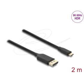  Delock USB Type-C  - DisplayPort kábel (DP Alt Mode) 8K 60 Hz-hez HDR funkcióval 2 m fekete