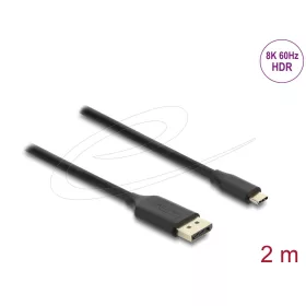   Delock USB Type-C  - DisplayPort kábel (DP Alt Mode) 8K 60 Hz-hez HDR funkcióval 2 m fekete