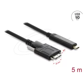   Delock Aktív optikai kábel USB 10 Gbps USB Type-C  apa > USB 10 Gbps Micro-B Típusú dugó csavarokkal ellátott 5 m