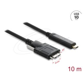   Delock Aktív optikai kábel USB 10 Gbps USB Type-C  apa > USB 10 Gbps Micro-B Típusú dugó csavarokkal ellátott 10 m