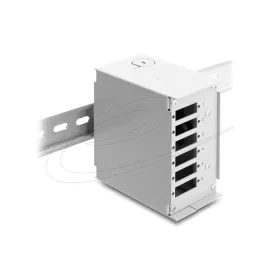   Delock 6 portos optikai szál elosztó panel, SC Duplex vagy LC Quad csatlakozáshoz, szürke fém, DIN-sínre szerelhető