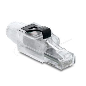   Delock RJ45 csatlakozó dugó helyszíni szereléshez Cat.6A, árnyékolatlan, átlátszó / fekete