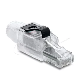   Delock RJ45 csatlakozó dugó helyszíni szereléshez Cat.6A, árnyékolatlan, átlátszó / fekete
