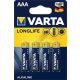 VARTA LONGLIFE mikro/ AAA/ LR03 elem BL4