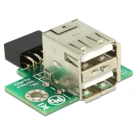  Delock Csatlakozósorral ellátott USB anya > 2 x USB 2.0 A-típusú anya - fölfelé vezeto (41429)