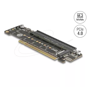   Delock PCI Express 4.0 x16 riser kártya 2 x M.2 M kulcsos NVMe foglalattal   sávszétválasztással