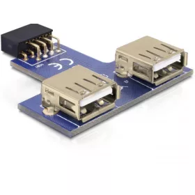   Delock USB 9tűs 2,54 mm-es fejléc anya > 2 x USB 2.0 anya - felfelé