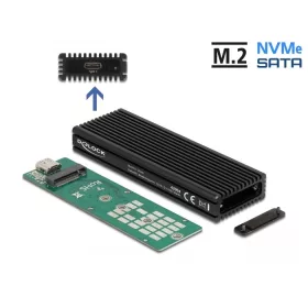   Delock külső USB-C kombinált ház M.2 NVMe PCIe vagy SATA SSD eszközhöz (42004)