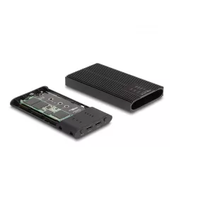   Delock USB 20 Gbps külső ház 2 db. M.2 NVMe PCIe SSD számára USB Type-C  anyával és RAID-del - eszköz nélküli szerelés lehetséges