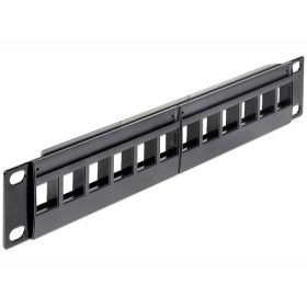   Delock 10” hálózati szekrényekhez Keystone Patch Panel 12 portos, 1U fekete (43259)