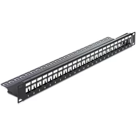   Delock 19" 24 portos Keystone patch panel tehermentesítővel (43277)