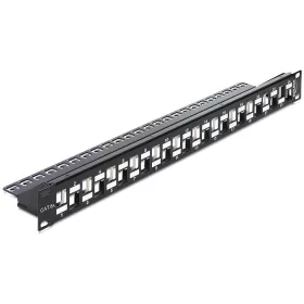   Delock 19" méretű, 24db lépcsőzetes elrendezésű porttal rendelkező Keystone patchpanel tehermentesít (43278)