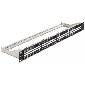   Delock 19" méretű, 48 portos Keystone 1U patchpanel tehermentesítővel (43280)