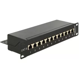 Delock 10  Patch Panel 12 portos Cat.6 fekete