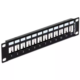   Delock 10  Keystone Patch Panel 12 portos fém, fekete színű