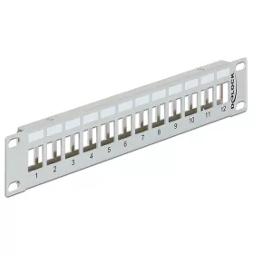   Delock 10  Keystone Patch Panel 12 portos fém, szürke színű