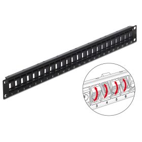   Delock 19" Keystone Patch Panel 24 portos, forgatható fekete