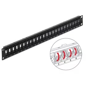   Delock 19" Keystone Patch Panel 24 portos, forgatható fekete