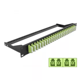   Delock 19  száloptikás csatlakozó panel 24 portos LC Quad citromzöld
