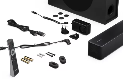 SHARP HT-SBW310 2.1 Dolby Atmos® / DTS Virtual:X® hangprojektor vékony vezeték nélküli mélynyomóval fekete