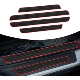 MaxSpeed, Küszöbvédő PVC, Fekete Piros szegéllyel, 4db