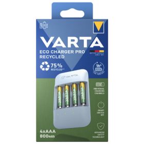   VARTA Eco Charger Pro Recycled töltő 4db RECYCLED akkumulátor AAA 800 mAh