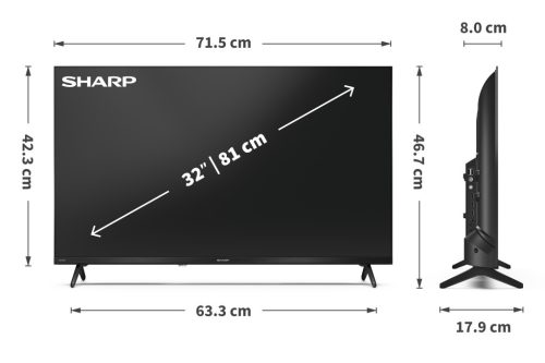 SHARP 32HF2265E 80cm-es HD Ready LED Google TV