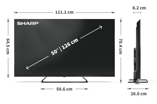 SHARP 50HP6265E 126cm-es 4K Ultra HD QLED Google TV