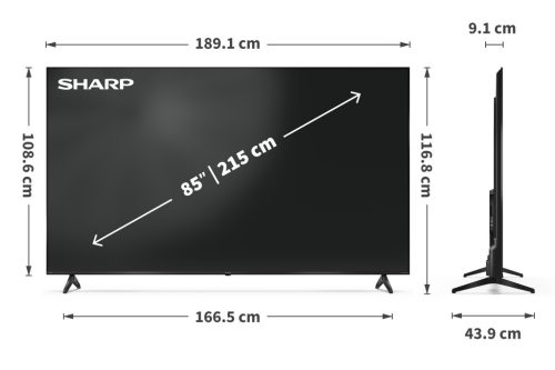 SHARP 85HP5265E 215cm-es 4K Ultra HD QLED Google TV