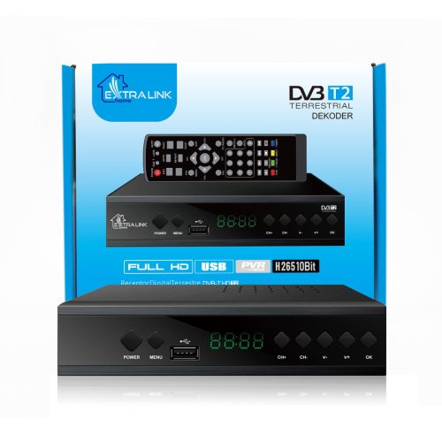 Extralink Home | DVB-T2 TV Decoder Tuner | H.265 HEVC FULL HD USB HDMI + Remote Control