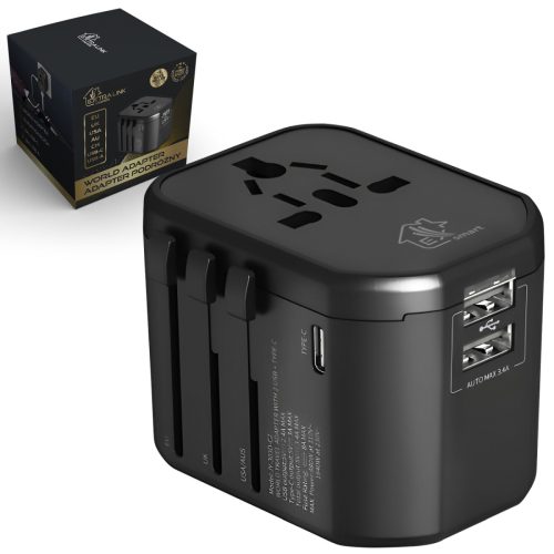 Extralink Smart Life EU/UK/USA/AU/CH Travel Adapter + USB-C, USB-A