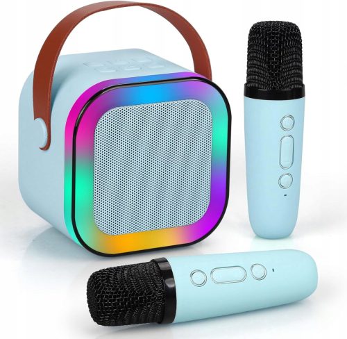Extralink Kids Mini Karaoke LED Speaker 2x Mic Blue | Karaoke Set | speaker, 2x microphone, Bluetooth, AUX, SD card slot, RGB lighting
