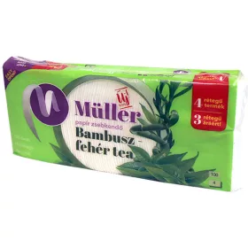   Müller papírzsebkendő 100 db Bambusz-Fehér tea 4 rétegű