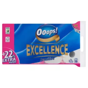   Ooops! Excellence toalettpapír 16 tekercs 3 rétegű Sensitive