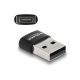 Delock USB 2.0 adapter A-típusú USB apa - USB Type-C anya fekete (60002)