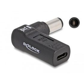   Delock Laptop töltőkábel adapter USB Type-C  anya - HP 7,4 x 5,0 mm apa 90  fokban hajlított