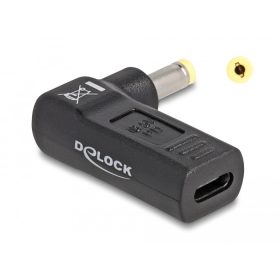   Delock Laptop töltőkábel adapter USB Type-C  anya - HP 4,8 x 1,7 mm apa 90  fokban hajlított