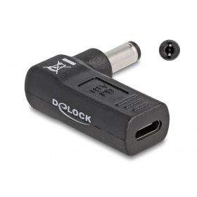   Delock Laptop töltőkábel adapter USB Type-C  anya - 5,5 x 2,1 mm apa 90  fokban hajlított