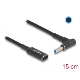   Delock Laptop töltőkábel adapterkábel USB Type-C anya - HP 4,5 x 3,0 mm apa 90 fokban hajlított 15 cm