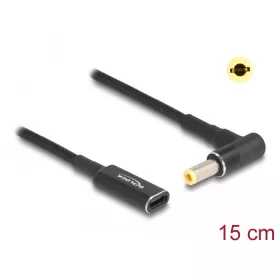   Delock Laptop töltőkábel adapterkábel USB Type-C anya - 5,5 x 2,5 mm apa 90 fokban hajlított 15 cm