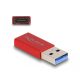 Delock USB adapter USB-A apa - USB-C anya piros (60044)