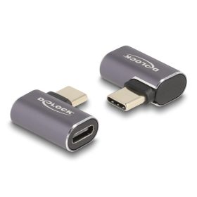   Delock USB Adapter 40 Gbps USB Type-C  PD 3.0 100 W csatlakozódugóval - csatlakozóhüvellyel, ívelt bal / jobb 8K 60 Hz fém (60047)