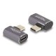 Delock USB Adapter 40 Gbps USB Type-C  PD 3.0 100 W csatlakozódugóval - csatlakozóhüvellyel, ívelt bal / jobb 8K 60 Hz fém (60047)