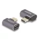 Delock USB Adapter 40 Gbps USB Type-C  PD 3.0 100 W csatlakozódugóval - csatlakozóhüvellyel, ívelt bal / jobb 8K 60 Hz fém (60047)