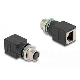   Delock M12 adapter A-kódolt 8 tűs anya - RJ45 anya egyenes (60062)