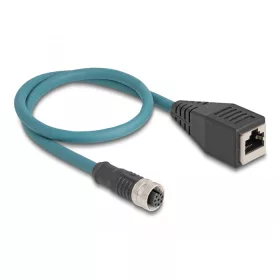   Delock M12 adapter kábel A-kódolt 8 tűs anya - RJ45 anya 50 cm (60068)
