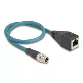   Delock M12 adapter kábel X-kódolt 8 tűs apa - RJ45 anya 50 cm