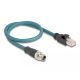 Delock M12 adapter kábel X-kódolt 8 tűs apa - RJ45 apa 50 cm