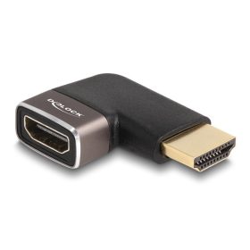   Delock HDMI adapter apa - anya 90  balra hajlítva 8K 60 Hz szürke fém (60082)
